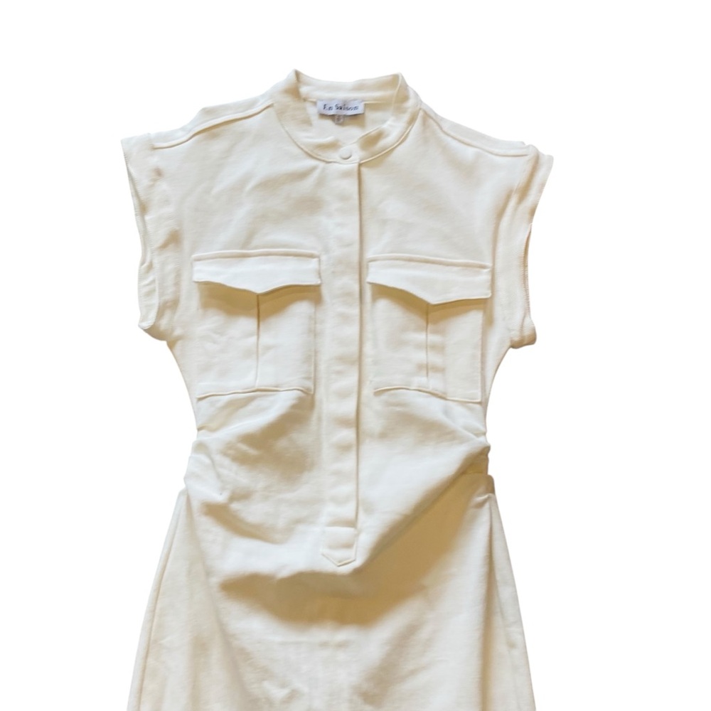 EN SAISON Lira Short-Sleeve White Structured Midi Denim Dress - Picture 6 of 10